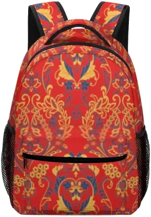 Kuizee Travel Laptop Backpack Business Daypack Work Bookbag Damask Floral Textured Elegant Oriental Durable iPad Tablet School College Book Bags Casual Bags for Men and Women