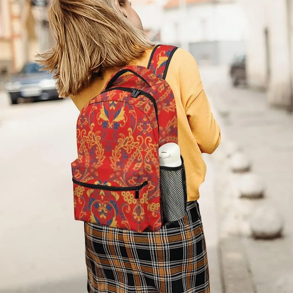 Kuizee Travel Laptop Backpack Business Daypack Work Bookbag Damask Floral Textured Elegant Oriental Durable iPad Tablet School College Book Bags Casual Bags for Men and Women