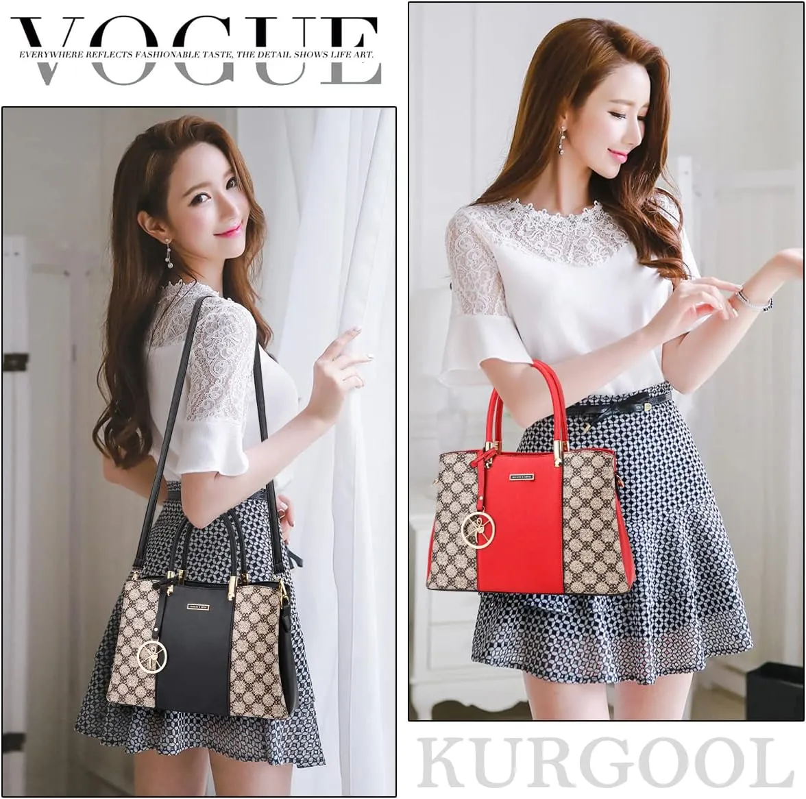 KURGOOL Women Purses and Handbags Top Handle Satchel Shoulder Bags Messenger Tote Bag for Ladie