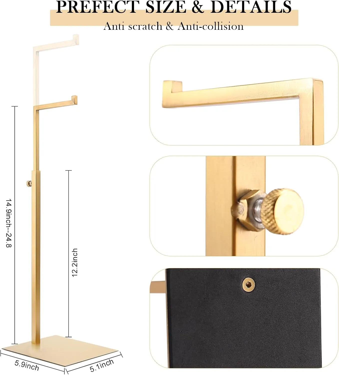 KYDZS  2 Pack Gold Purse Display Stand - Adjustable Handbag Stand - Stainless Steel Display Holder - Boutique Retail Stores & Home