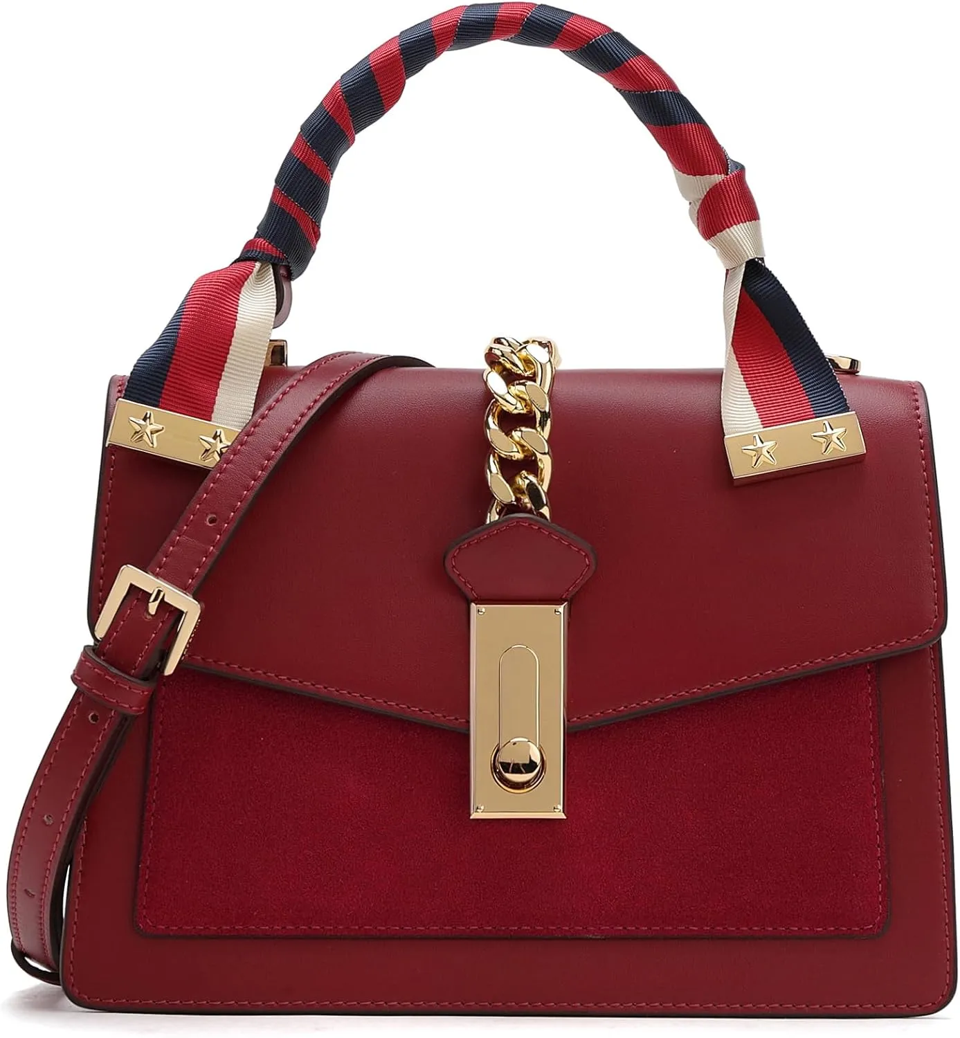LA FESTIN Leather Top Handle Crossbody Bag for Women Small Handbag Designer Shoulder Satchel Purses with Detachable Strap