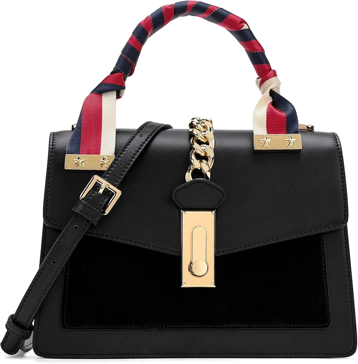 LA FESTIN Leather Top Handle Crossbody Bag for Women Small Handbag Designer Shoulder Satchel Purses with Detachable Strap