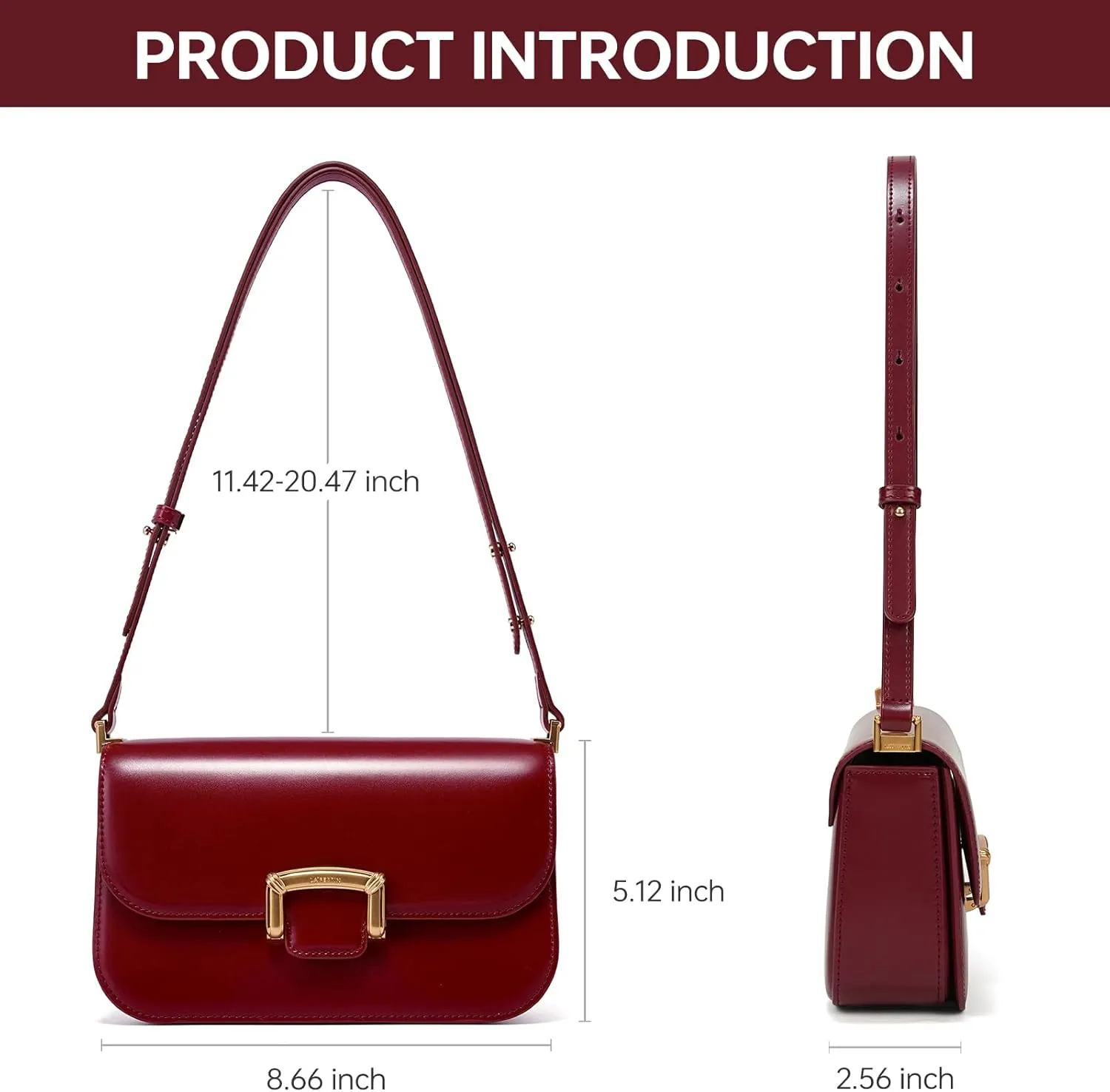 LA FESTIN Small Leather Shoulder Bag for Women - Designer Crossbody Handbag Satchel Purse with Strap for Everyday Use