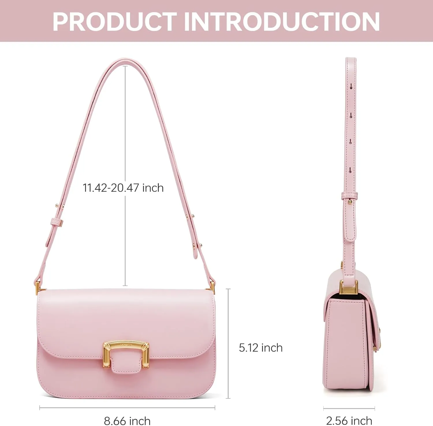 LA FESTIN Small Leather Shoulder Bag for Women - Designer Crossbody Handbag Satchel Purse with Strap for Everyday Use