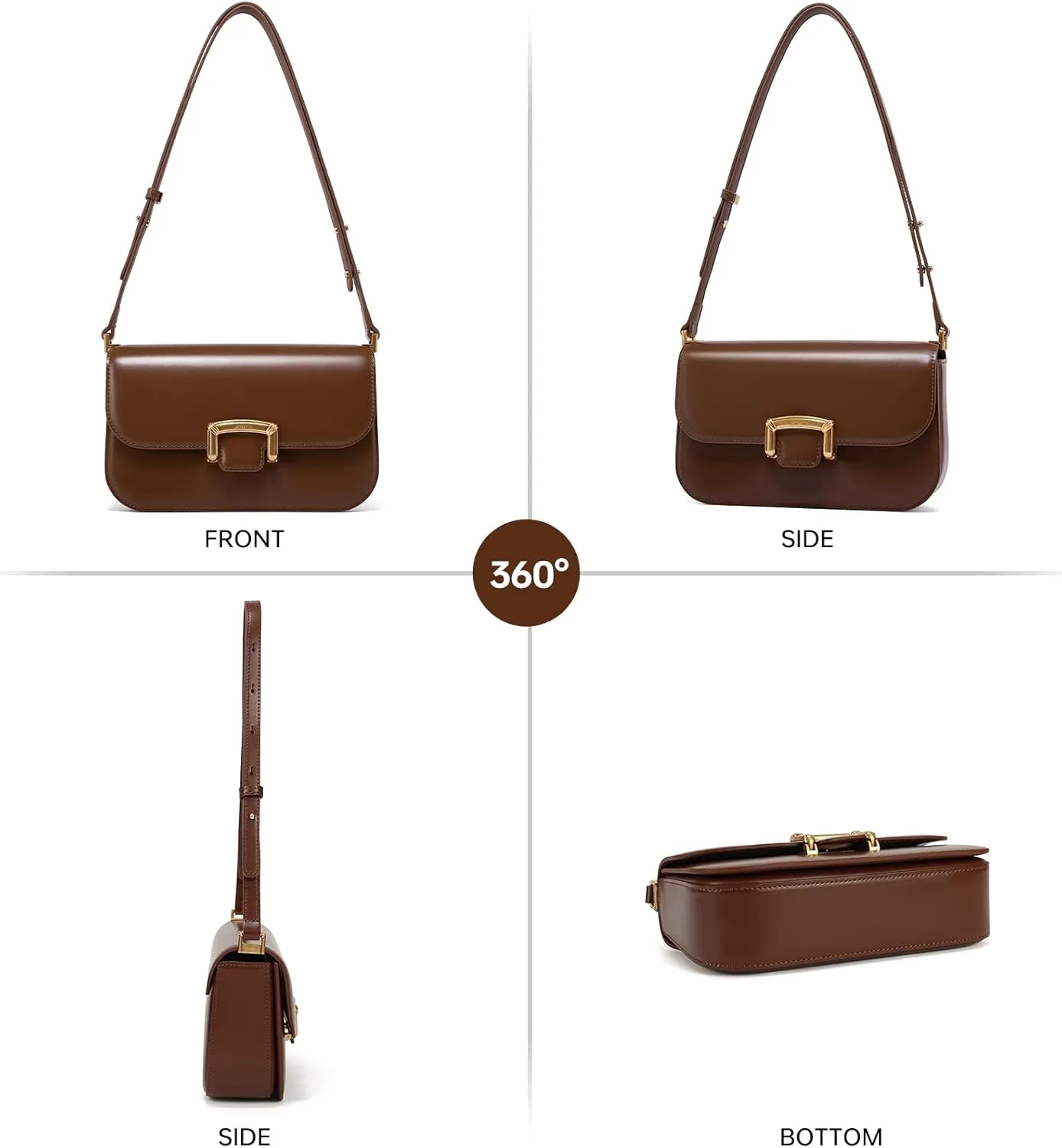 LA FESTIN Small Leather Shoulder Bag for Women - Designer Crossbody Handbag Satchel Purse with Strap for Everyday Use