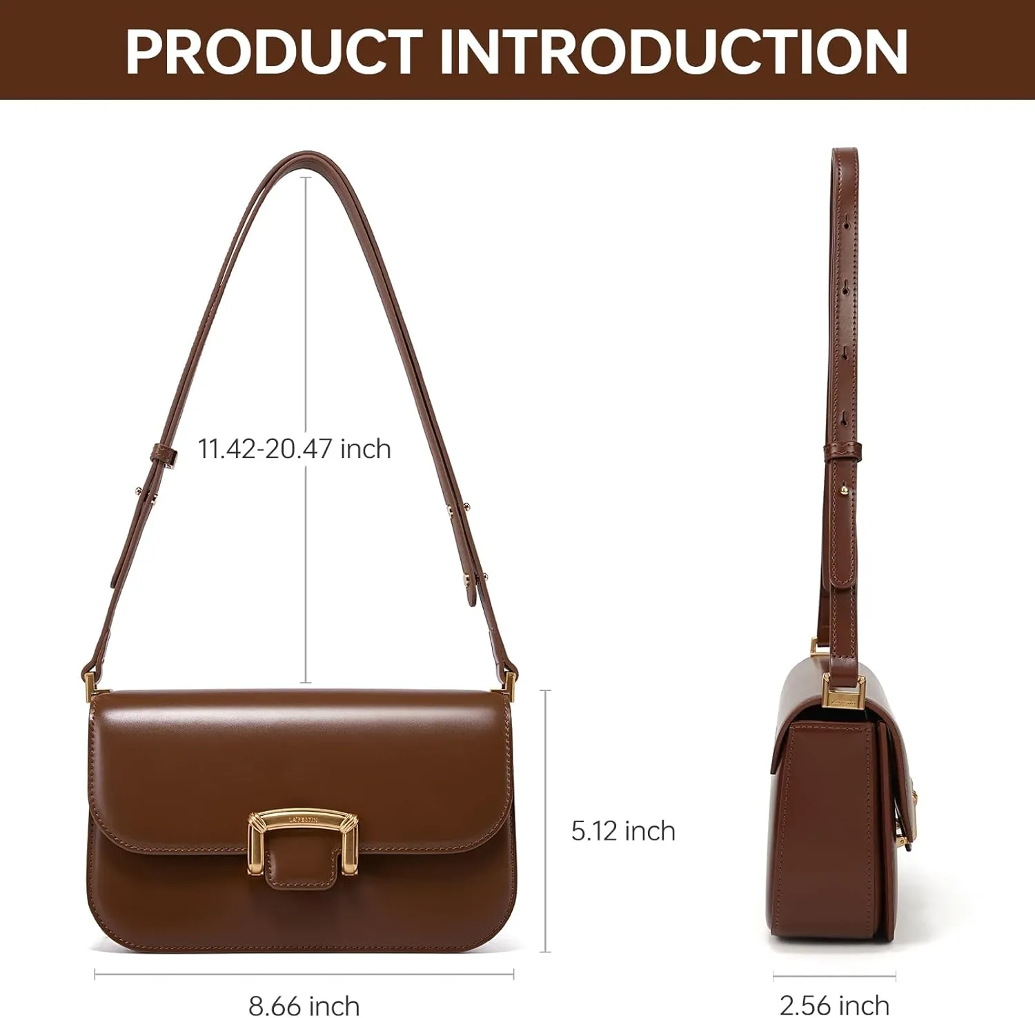 LA FESTIN Small Leather Shoulder Bag for Women - Designer Crossbody Handbag Satchel Purse with Strap for Everyday Use