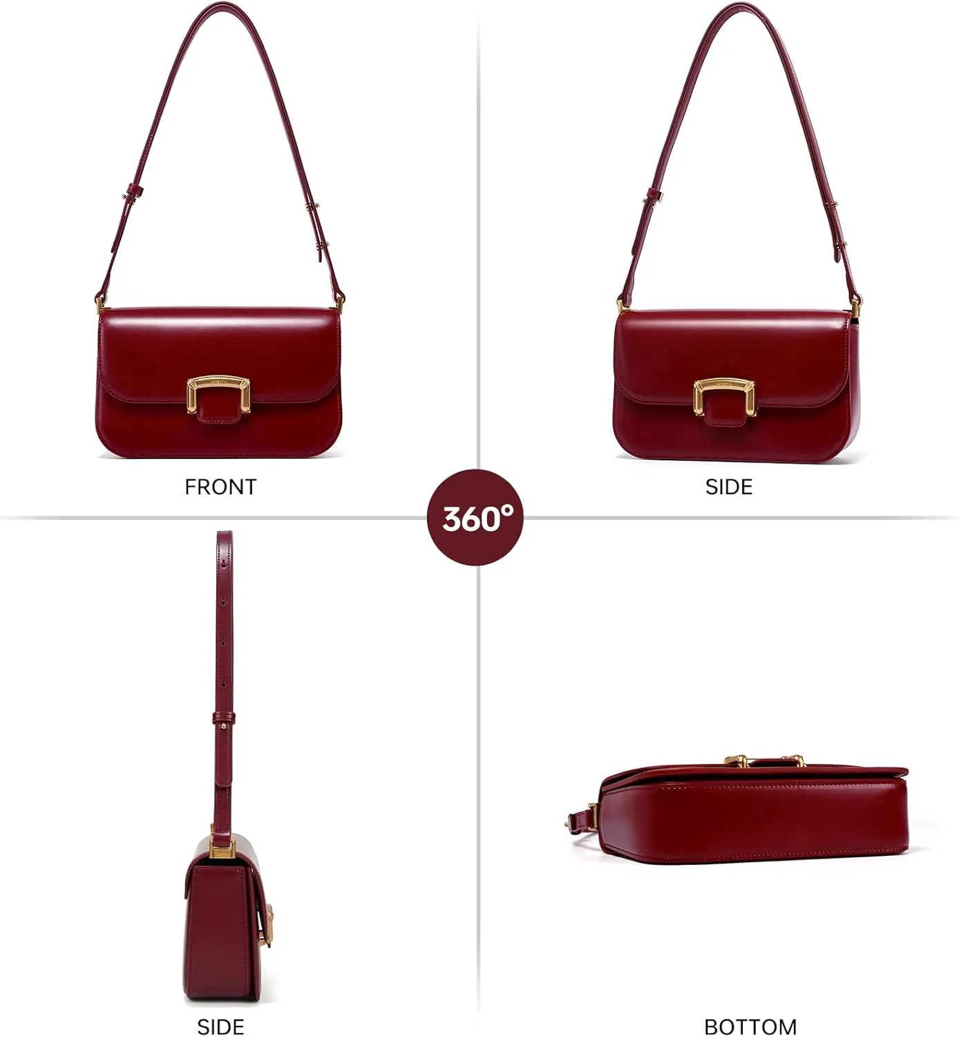 LA FESTIN Small Leather Shoulder Bag for Women - Designer Crossbody Handbag Satchel Purse with Strap for Everyday Use