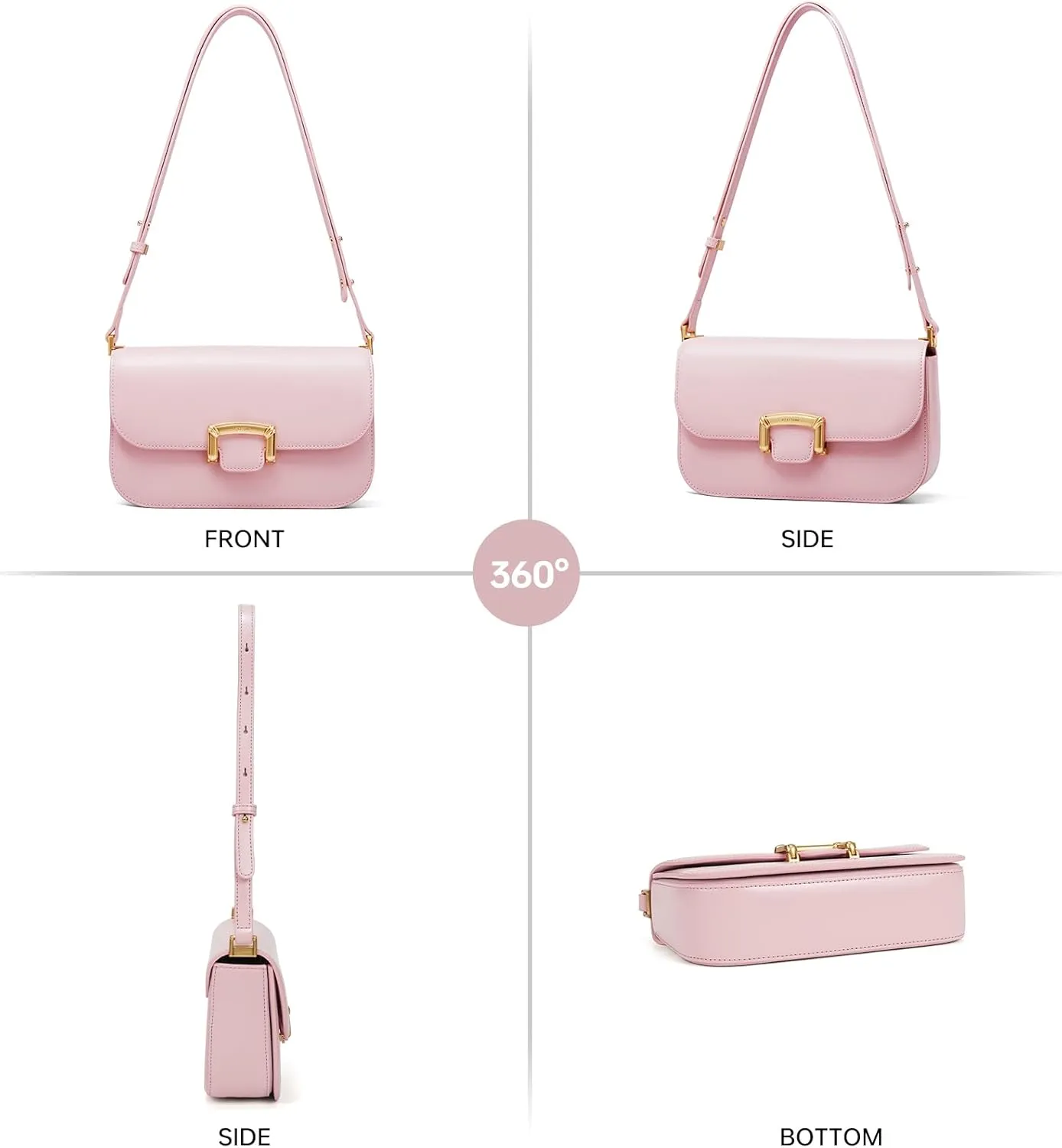 LA FESTIN Small Leather Shoulder Bag for Women - Designer Crossbody Handbag Satchel Purse with Strap for Everyday Use