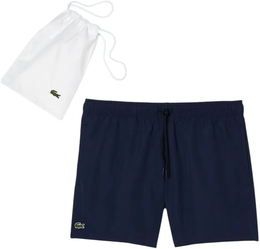 Lacoste Men's Solid Elastic Waist Swim Trunks