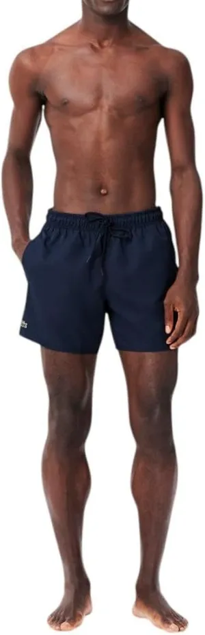Lacoste Men's Solid Elastic Waist Swim Trunks