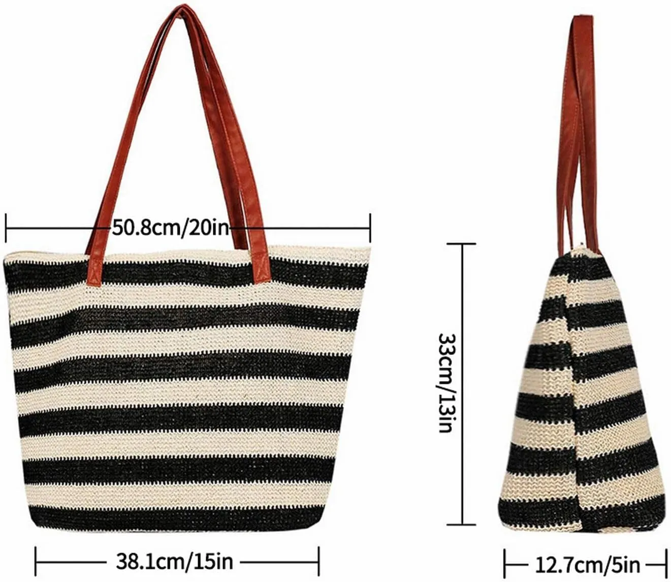Ladies Crossbody Purse Large Straw Braided Beach Bag Striped Beach Bag Large Size Outdoor Travel Storage Tote