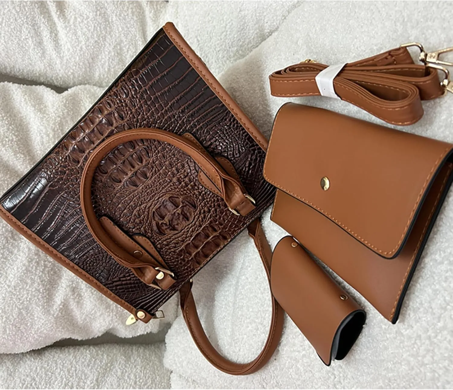 Ladies Satchel Purse Wallet Top Handle Tote Handbags Hobo Shoulder Bags Set 3pcs for women