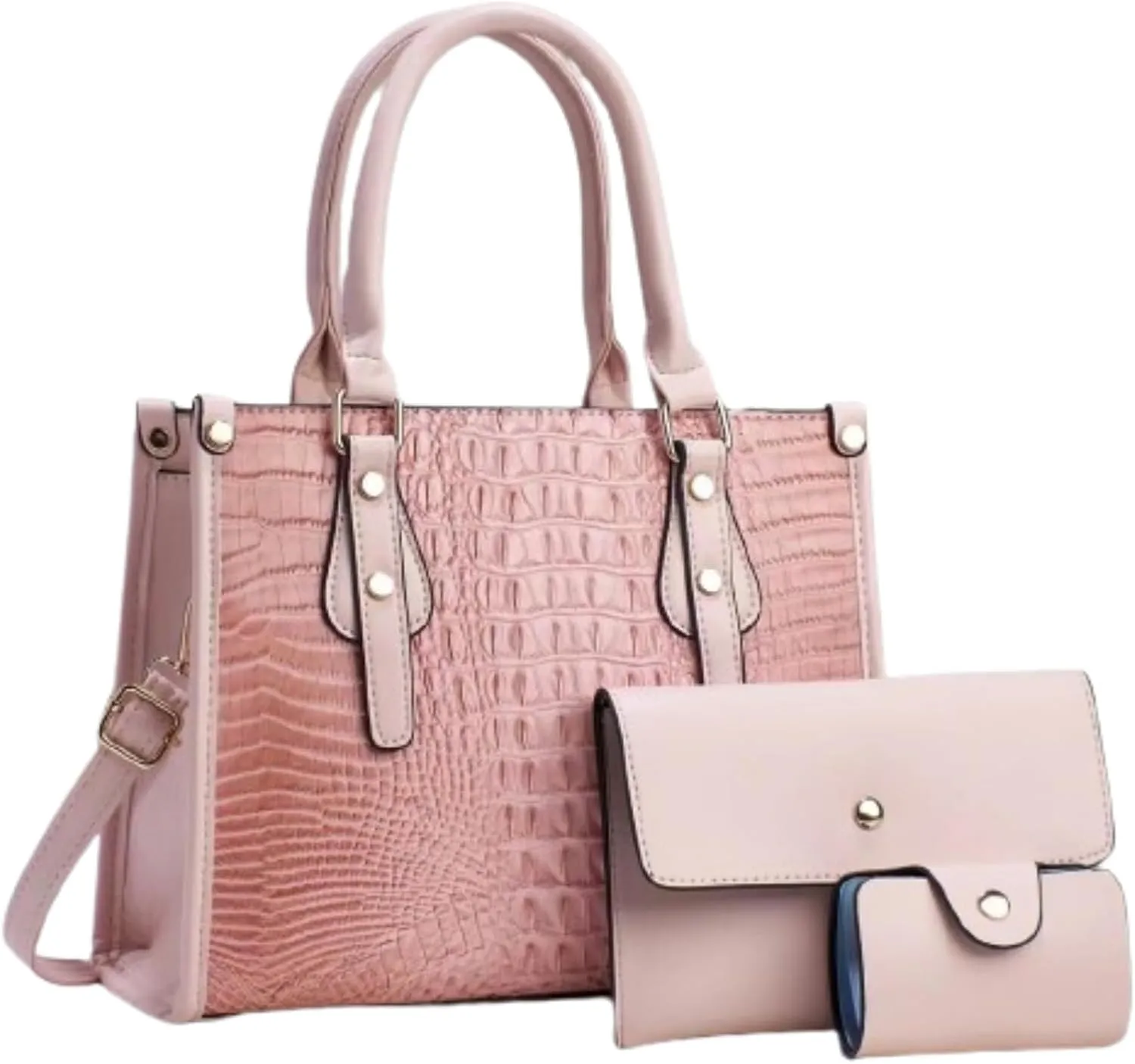 Ladies Satchel Purse Wallet Top Handle Tote Handbags Hobo Shoulder Bags Set 3pcs for women