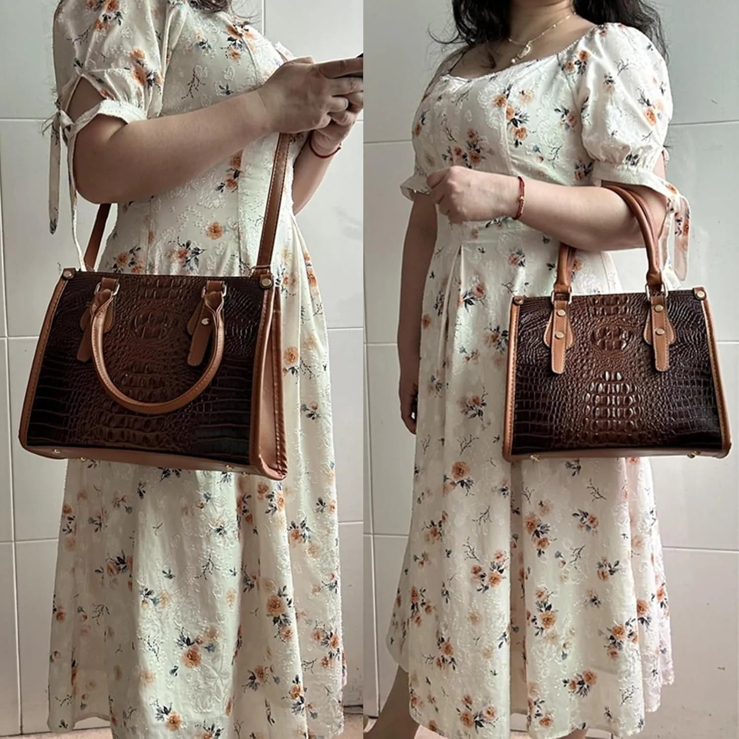 Ladies Satchel Purse Wallet Top Handle Tote Handbags Hobo Shoulder Bags Set 3pcs for women