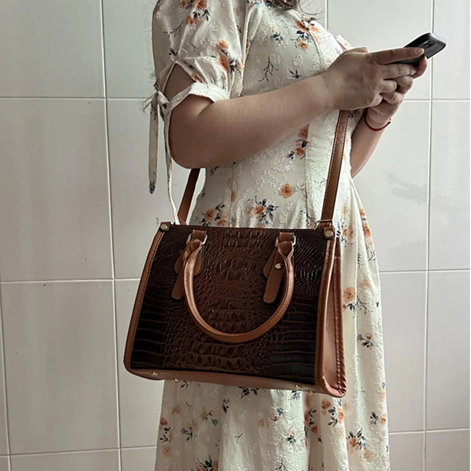 Ladies Satchel Purse Wallet Top Handle Tote Handbags Hobo Shoulder Bags Set 3pcs for women