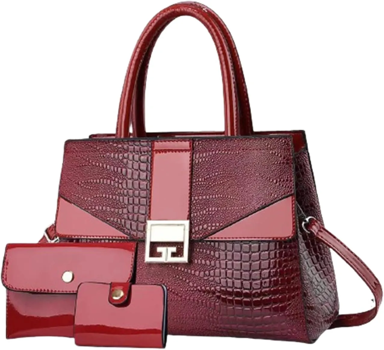 Ladies Satchel Purse Wallet Top Handle Tote Handbags Hobo Shoulder Bags Set 3pcs for women