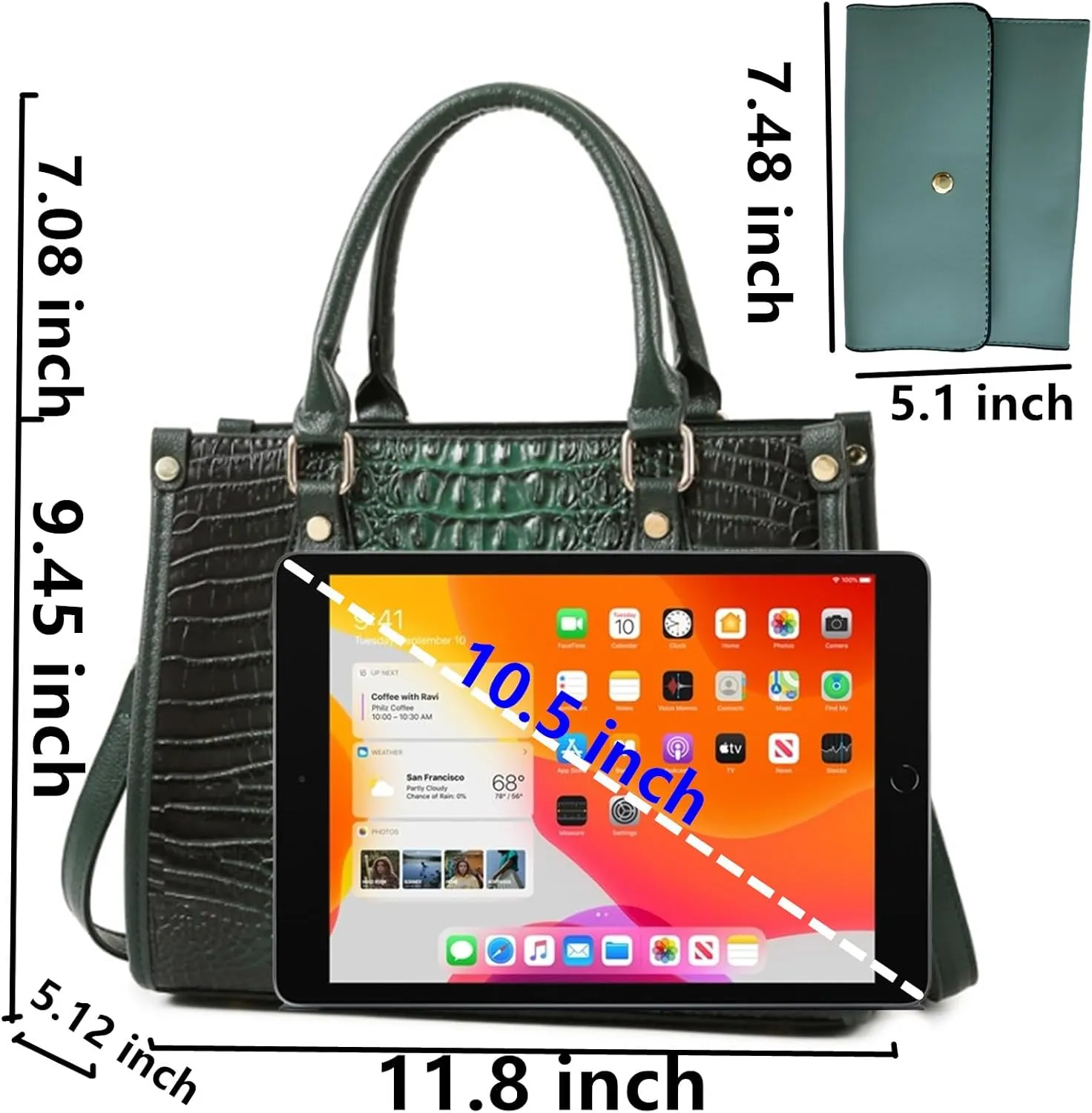 Ladies Satchel Purse Wallet Top Handle Tote Handbags Hobo Shoulder Bags Set 3pcs for women