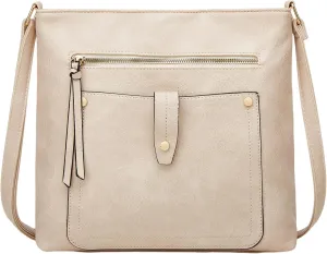 Ladies Soft Square Bags Shoulder Bag Handbag Large Capacity Pocket Crossbody Bag Stylish Messenger (Beige, One Size)