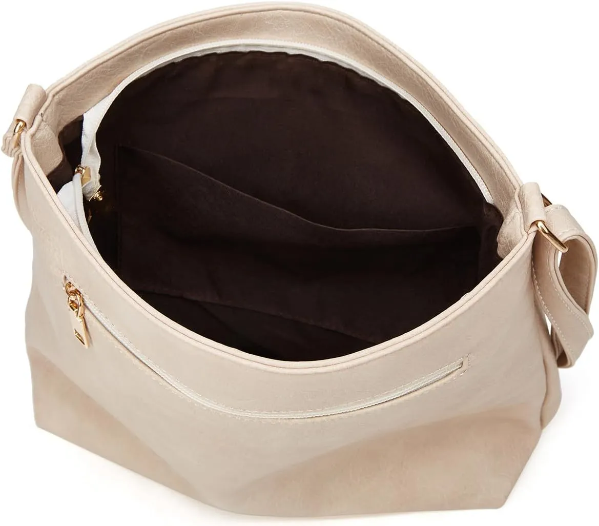 Ladies Soft Square Bags Shoulder Bag Handbag Large Capacity Pocket Crossbody Bag Stylish Messenger (Beige, One Size)