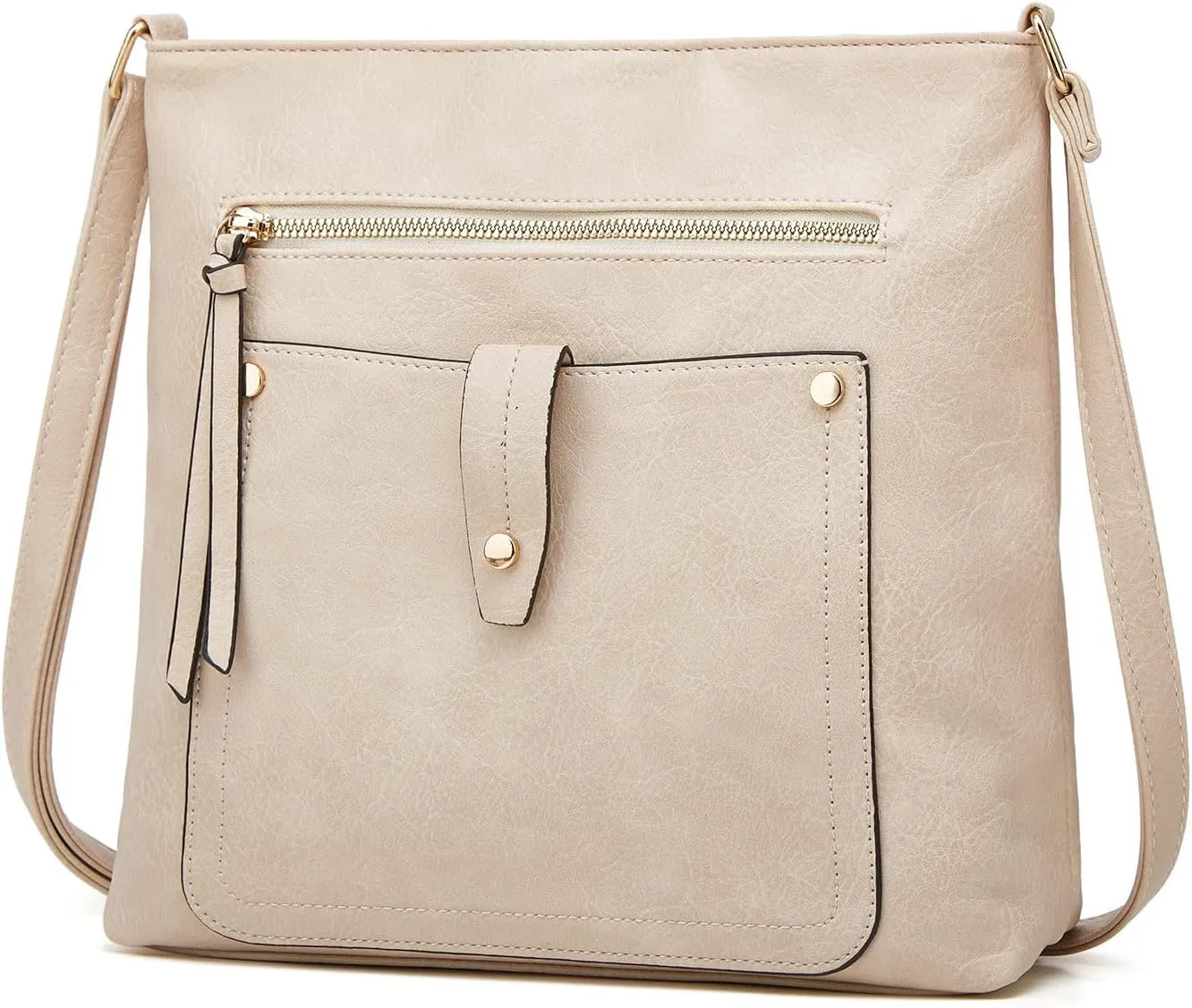 Ladies Soft Square Bags Shoulder Bag Handbag Large Capacity Pocket Crossbody Bag Stylish Messenger (Beige, One Size)