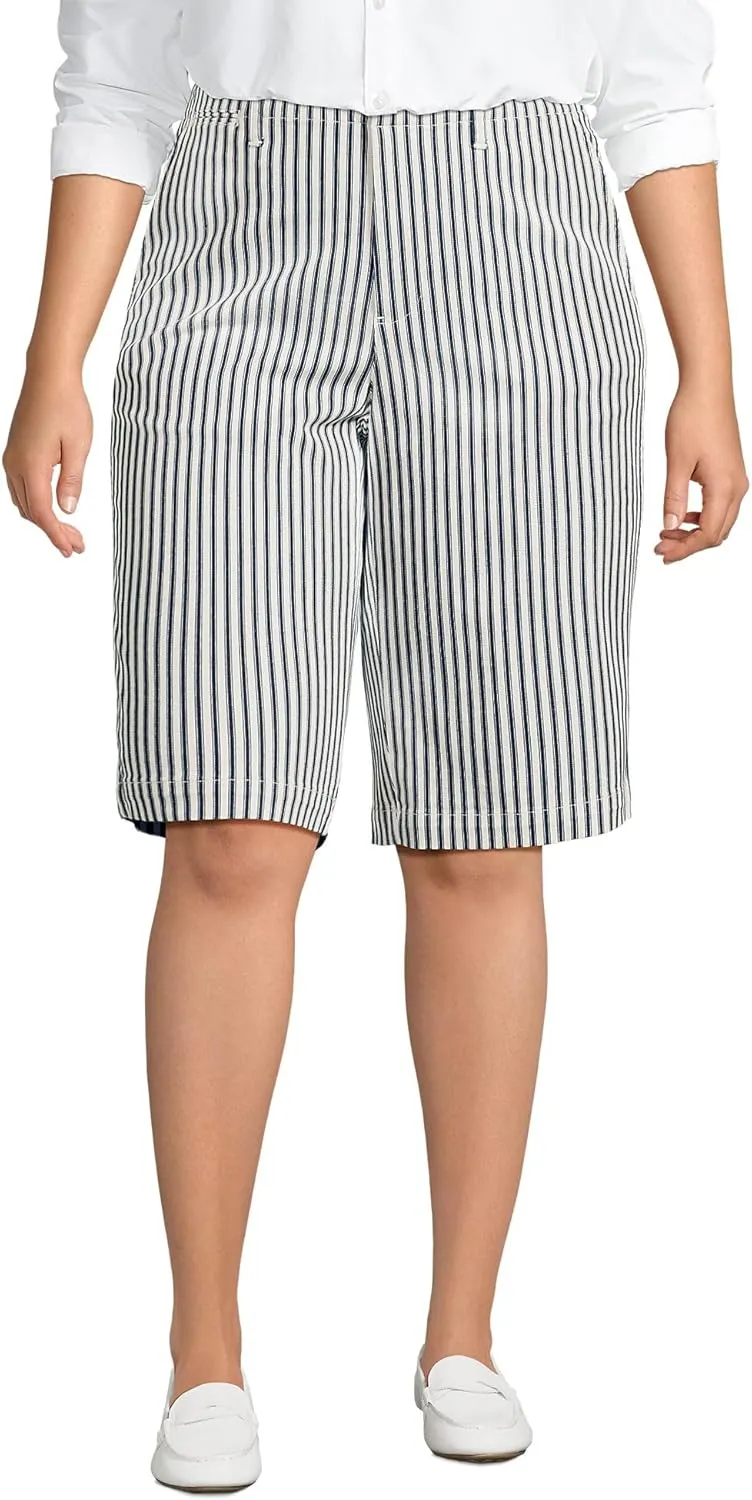 Lands' End Women's Elastic Back Classic 12" Chino Shorts
