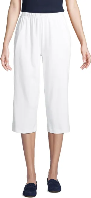 Lands' End Women's Sport Knit High Rise Elastic Waist Capri Pants