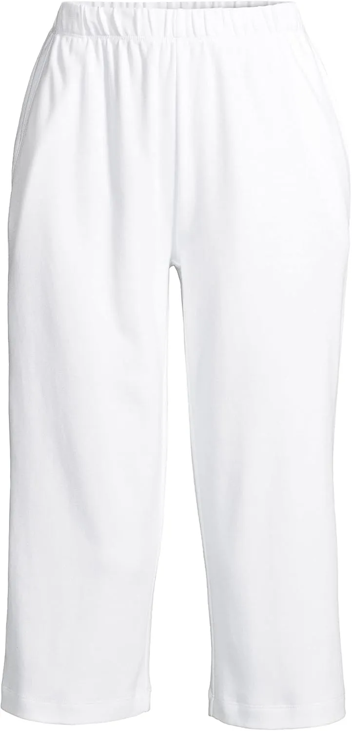 Lands' End Women's Sport Knit High Rise Elastic Waist Capri Pants