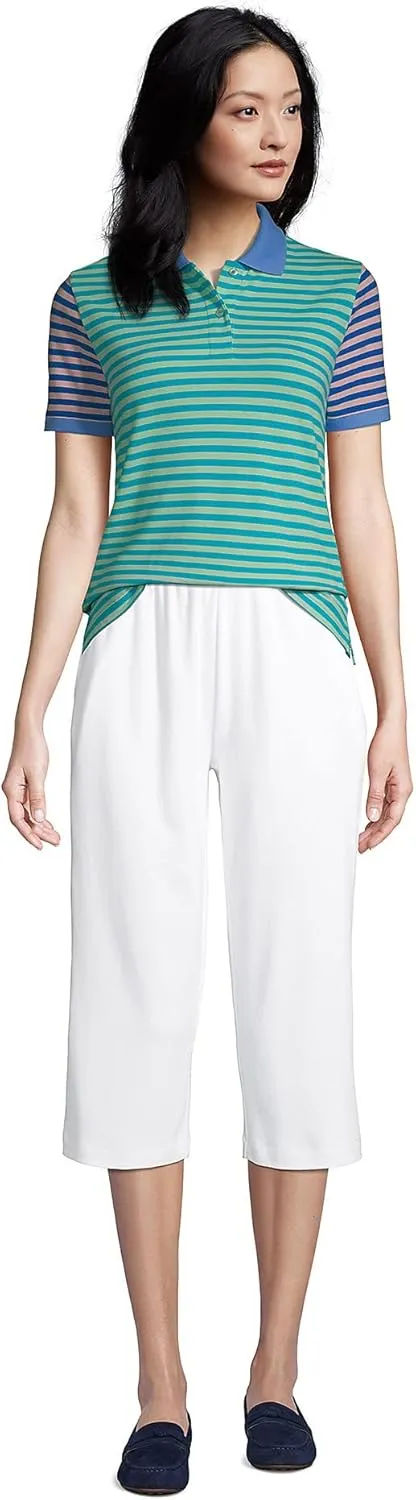 Lands' End Women's Sport Knit High Rise Elastic Waist Capri Pants