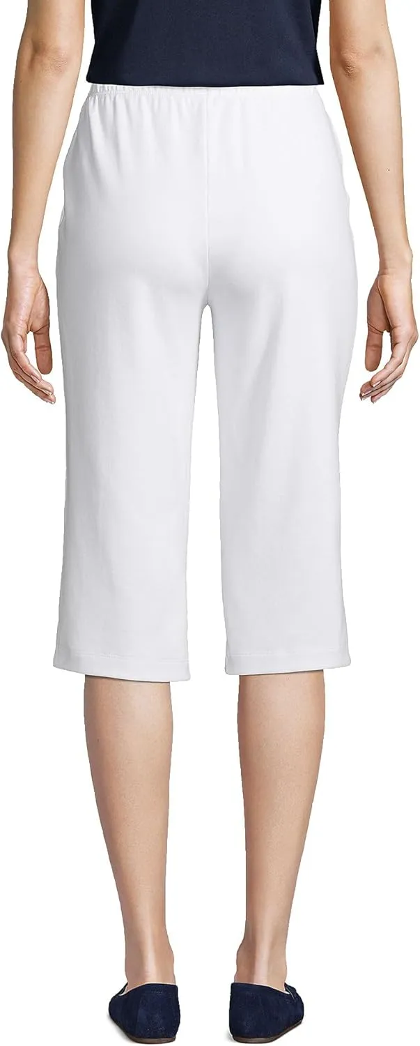 Lands' End Women's Sport Knit High Rise Elastic Waist Capri Pants