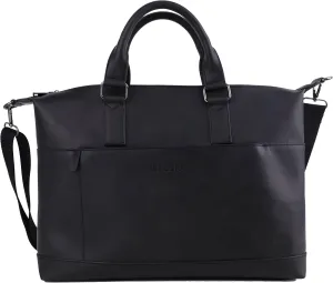 Laptop Bag Vegan Leather Messenger Shoulder Bag - 15.6" Laptop Briefcase with Luggage Strap - Cross Body (Black)