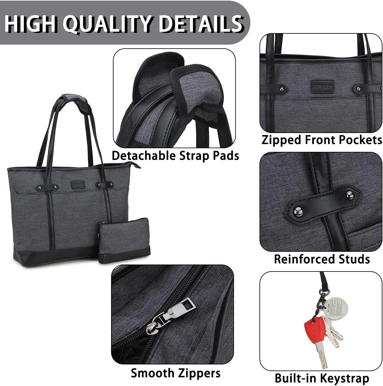 Laptop Tote Bag for Women,RAVUO Water Resistant 15.6 Inch Computer Handbag Purse Teacher Bag With Portable Small Pouch