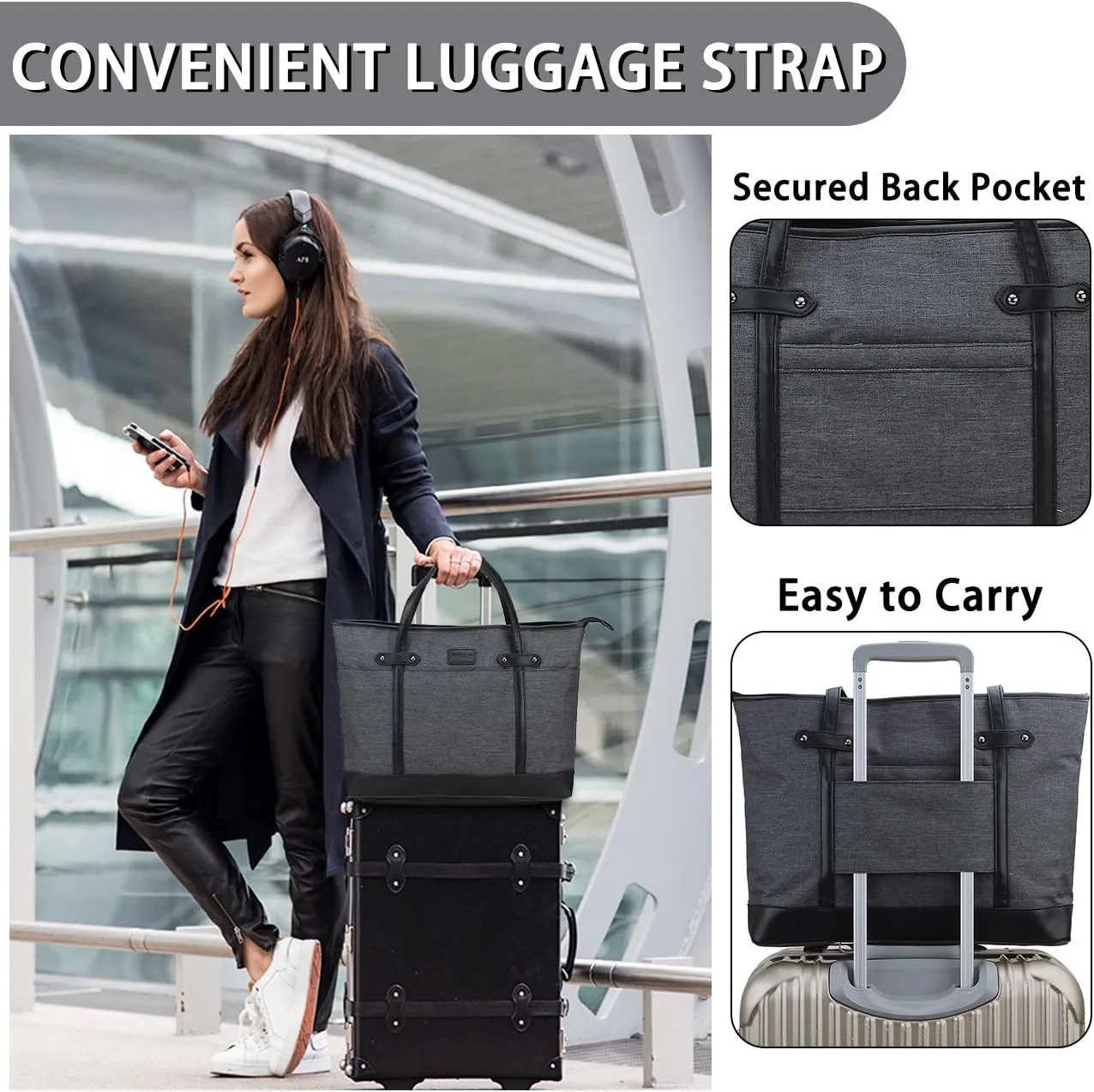 Laptop Tote Bag for Women,RAVUO Water Resistant 15.6 Inch Computer Handbag Purse Teacher Bag With Portable Small Pouch
