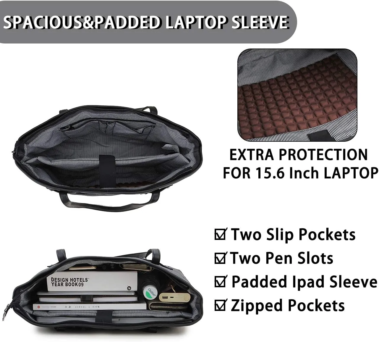 Laptop Tote Bag for Women,RAVUO Water Resistant 15.6 Inch Computer Handbag Purse Teacher Bag With Portable Small Pouch