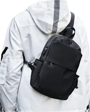 Large Black Sling Bag for Men and Women - Sport Crossbody Backpack for Pickleball, Tennis, Racketball