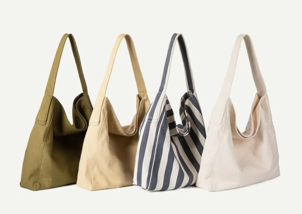 Large Canvas Tote Bag for Women Men Stripe Shoulder Bag Casual Hobo Crossbody Purse Travel Work Satchel Tote Handbag