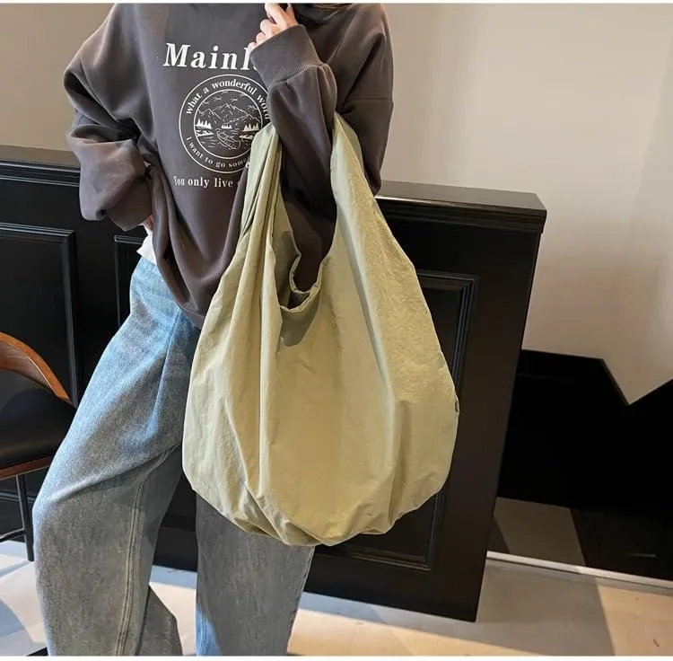 Large Capacity Slouchy Hobo Bag for Women Fashion Casual Versatile Shoulder Purses Solid Color Draped Tote Bag