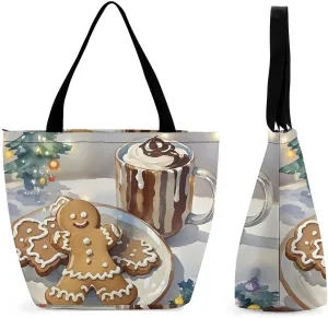 Large Capacity Tote Bag with Zipper Leisurely Afternoon Tea Women Handbag with Handles Ladies Shoulder Bag with Compartments Beach Bag Shopping Bags for Travel Work