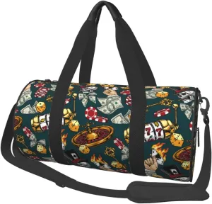 Large Duffle Bag for Travel - Vintage Casino Chips Gym Bag for Women Men, Foldable Travel Bags for Women Men with Zippered Multiple Pockets