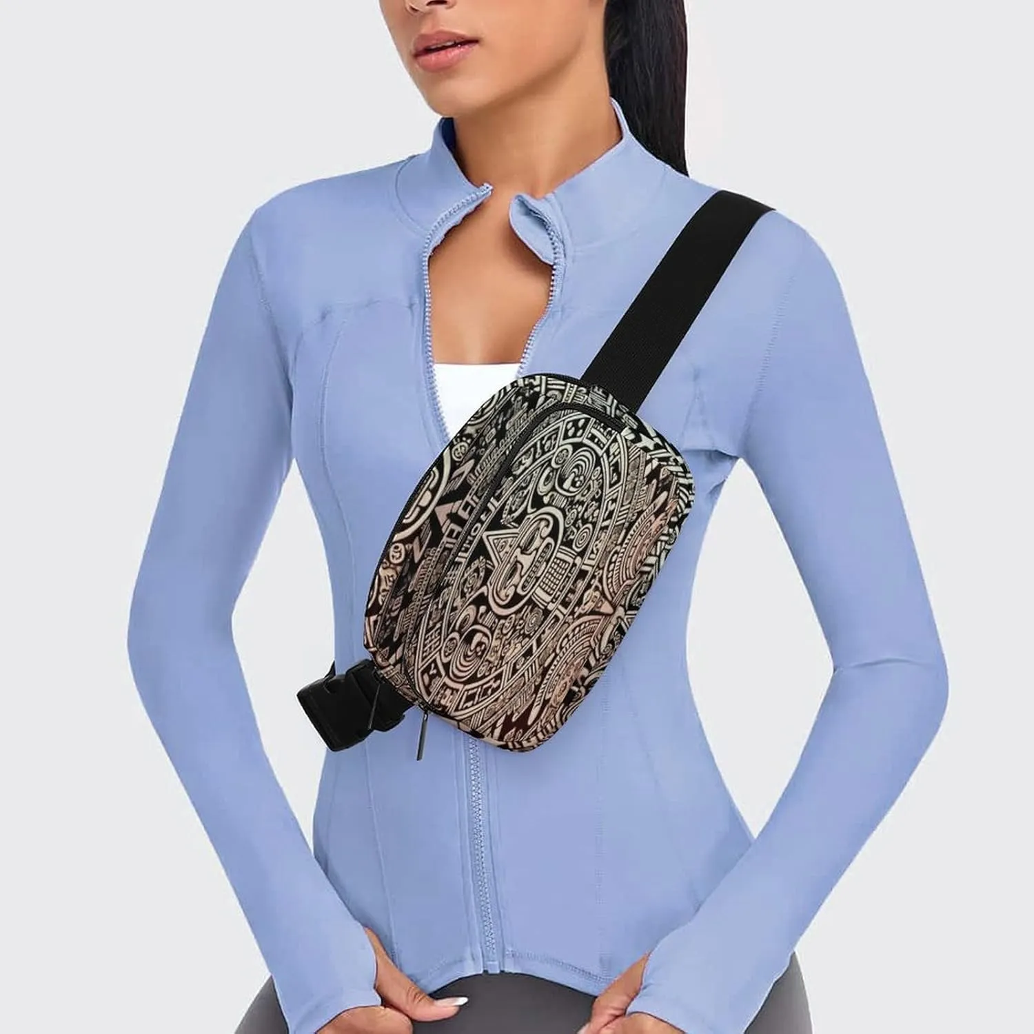 Large Waist Packs with Adjustable Strap,Mayan Calendar End Of The World CrossBody Fanny Pack Casual Bag for Travel Sports Running Hiking