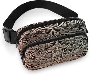 Large Waist Packs with Adjustable Strap,Mayan Calendar End Of The World CrossBody Fanny Pack Casual Bag for Travel Sports Running Hiking