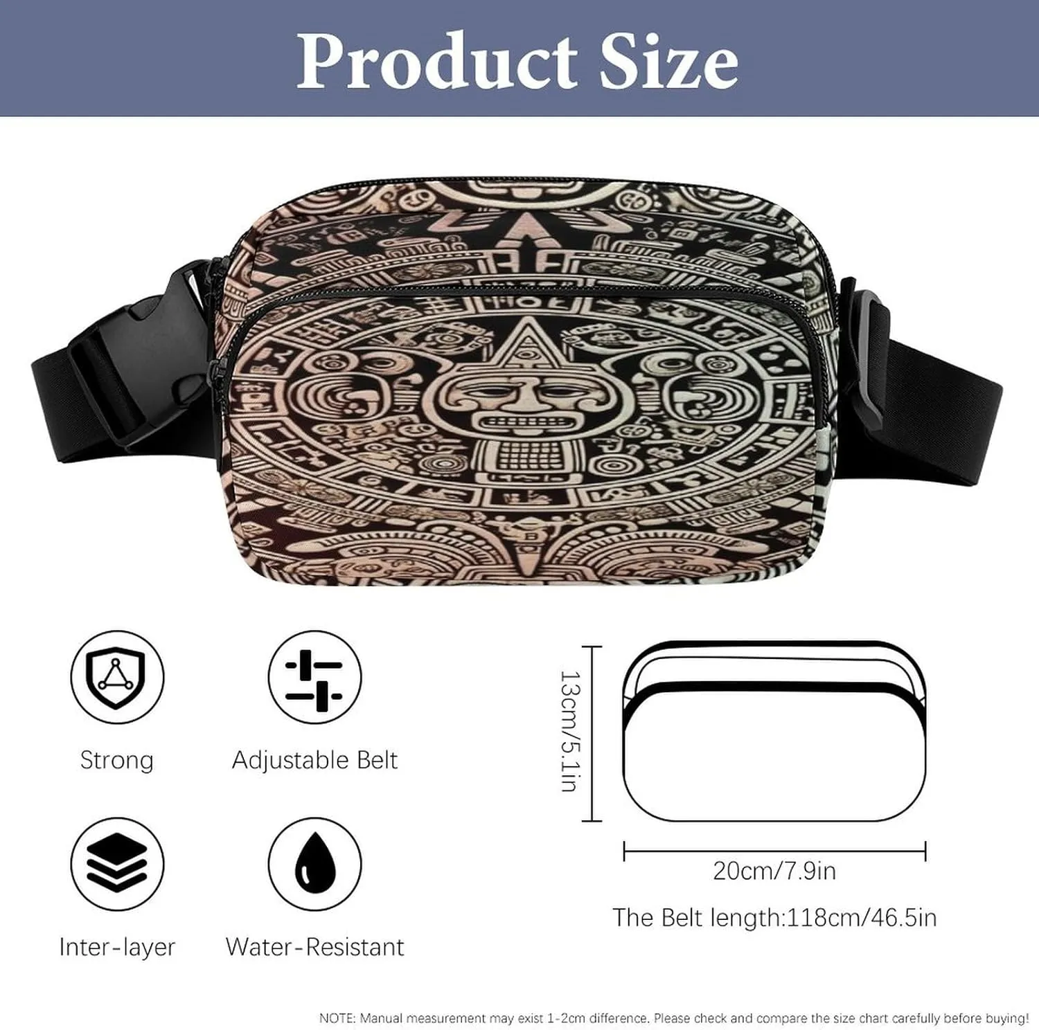 Large Waist Packs with Adjustable Strap,Mayan Calendar End Of The World CrossBody Fanny Pack Casual Bag for Travel Sports Running Hiking
