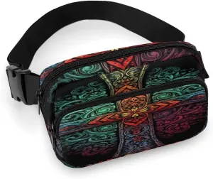 Large Waist Packs with Adjustable Strap,Pattern of Shapes CrossBody Fanny Pack Casual Bag for Travel Sports Running Hiking