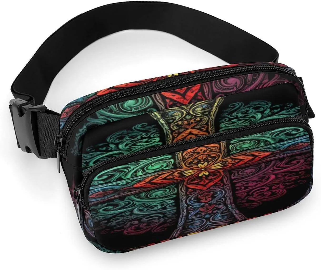 Large Waist Packs with Adjustable Strap,Pattern of Shapes CrossBody Fanny Pack Casual Bag for Travel Sports Running Hiking