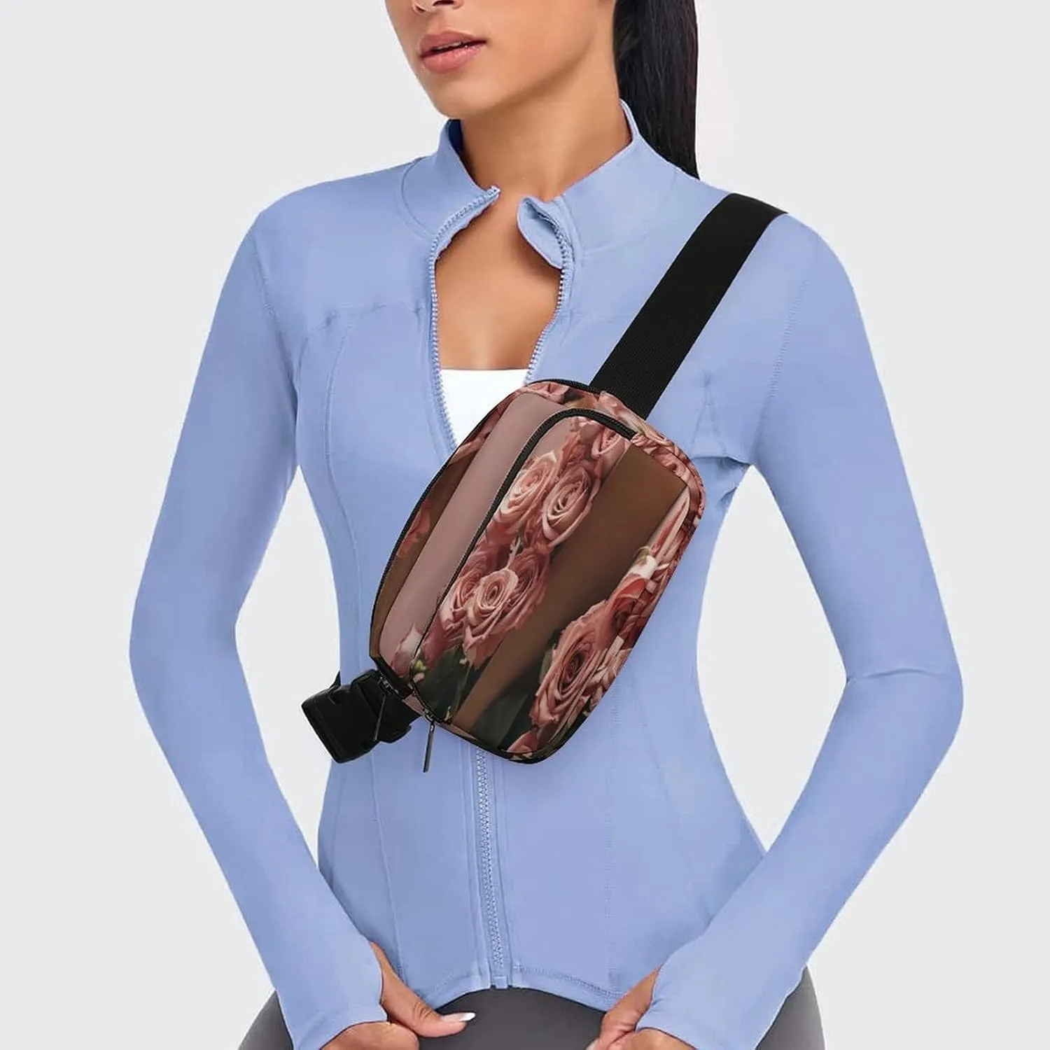Large Waist Packs with Adjustable Strap,Roses in Box CrossBody Fanny Pack Casual Bag for Travel Sports Running Hiking
