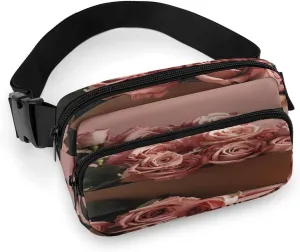 Large Waist Packs with Adjustable Strap,Roses in Box CrossBody Fanny Pack Casual Bag for Travel Sports Running Hiking
