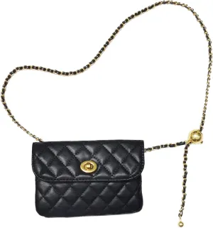 Larswon Chain Belt Bag for Women, Synthetic Leather Belt Purse Chain Purse Mini Belt Bag Goth Fanny Pack