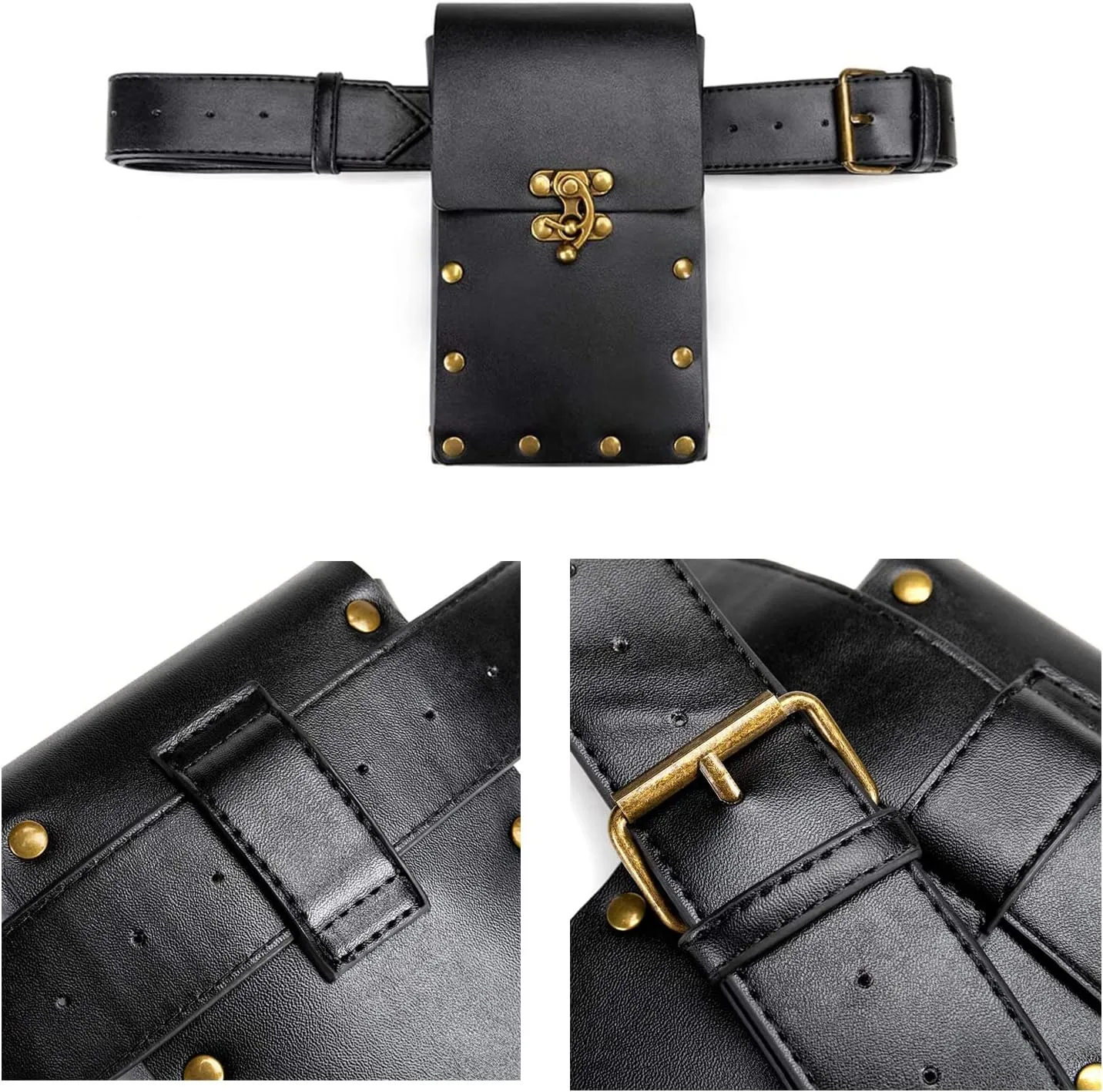 Larswon Renaissance Bag Medieval Belt Pouch Leather Belt Pouch Leg Phone Holder Festival Faire Accessories