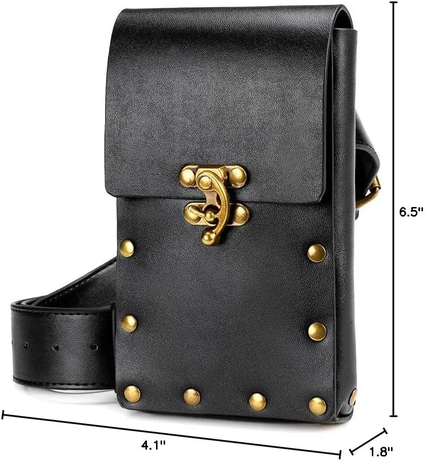 Larswon Renaissance Bag Medieval Belt Pouch Leather Belt Pouch Leg Phone Holder Festival Faire Accessories