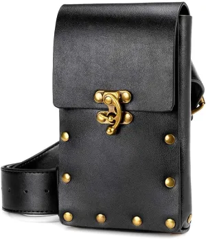 Larswon Renaissance Bag Medieval Belt Pouch Leather Belt Pouch Leg Phone Holder Festival Faire Accessories