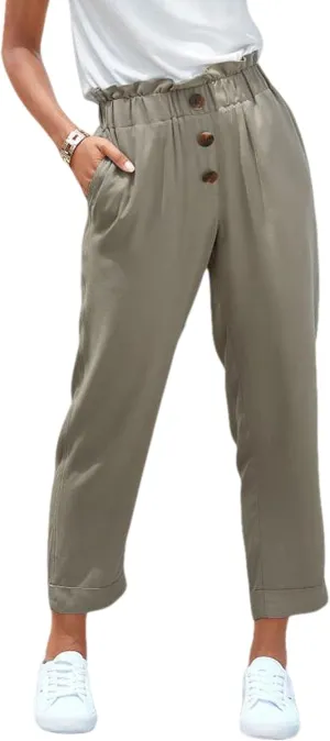 LASCANA Women's Paperbag Waist Ankle Pants